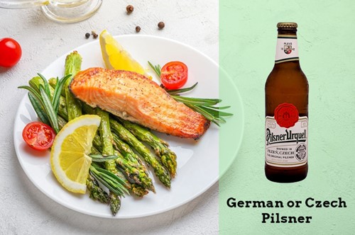 German or Czech Pilsner with Smoked Salmon Fish